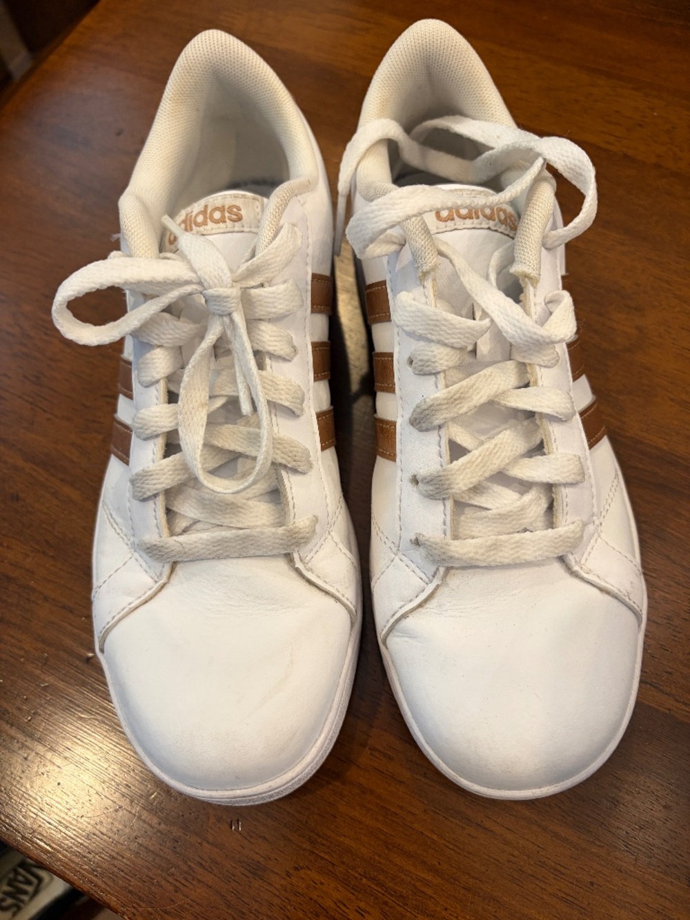 Adidas Baseline K Big Kids Size 4 White Copper Sneakers AQ0783